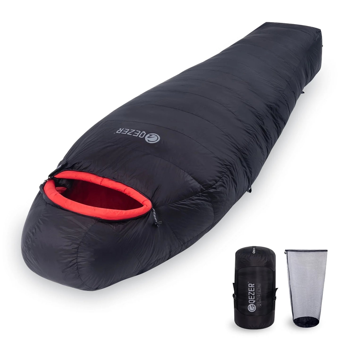 QEZER Cold Weather Sleeping Bag, XL Down Sleeping Bag Below 0 Degree For Outdoor, Camping, Mountaineering