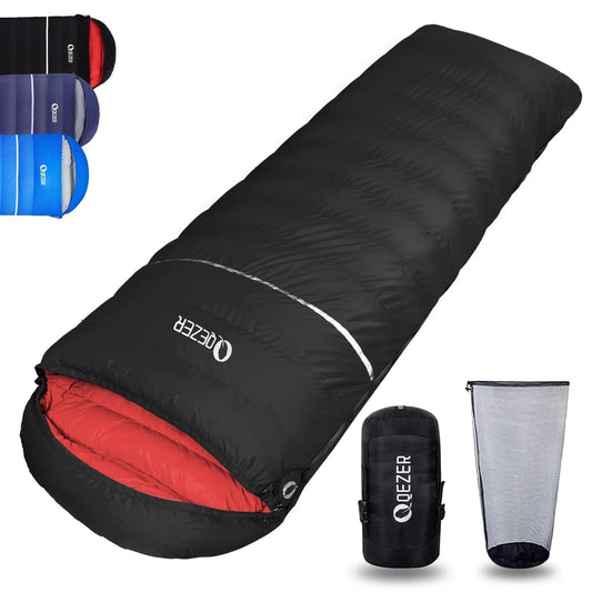 QEZER 0°F Sleeping Bag for Adults, Lightweight Winter Sleeping Bag with Compression Sack for Cold Weather